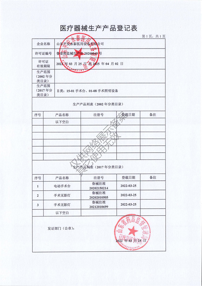 醫(yī)療器械生產(chǎn)登記表(圖1)